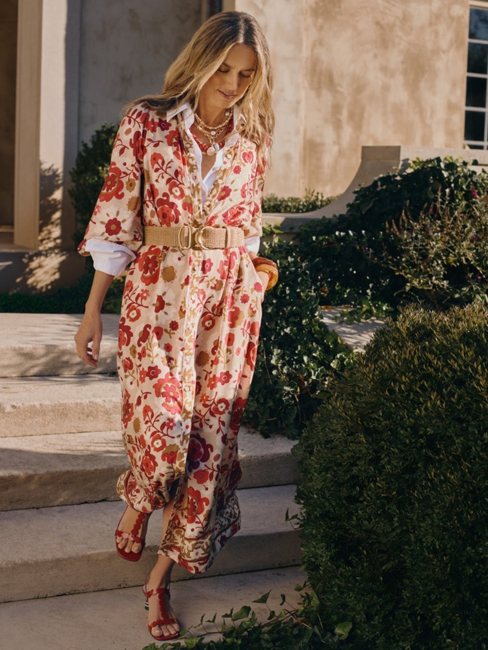 J. McLaughlin Serena Silk Blend Dress in Floral Daydream Frame Large